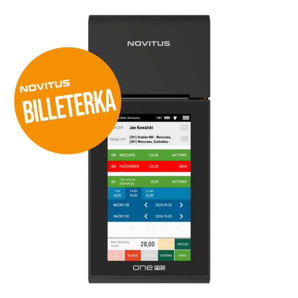 Kasa Fiskalna NOVITUS ONE PRO ONLINE + Pinpad PAYTEL 1zł - obrazek 2